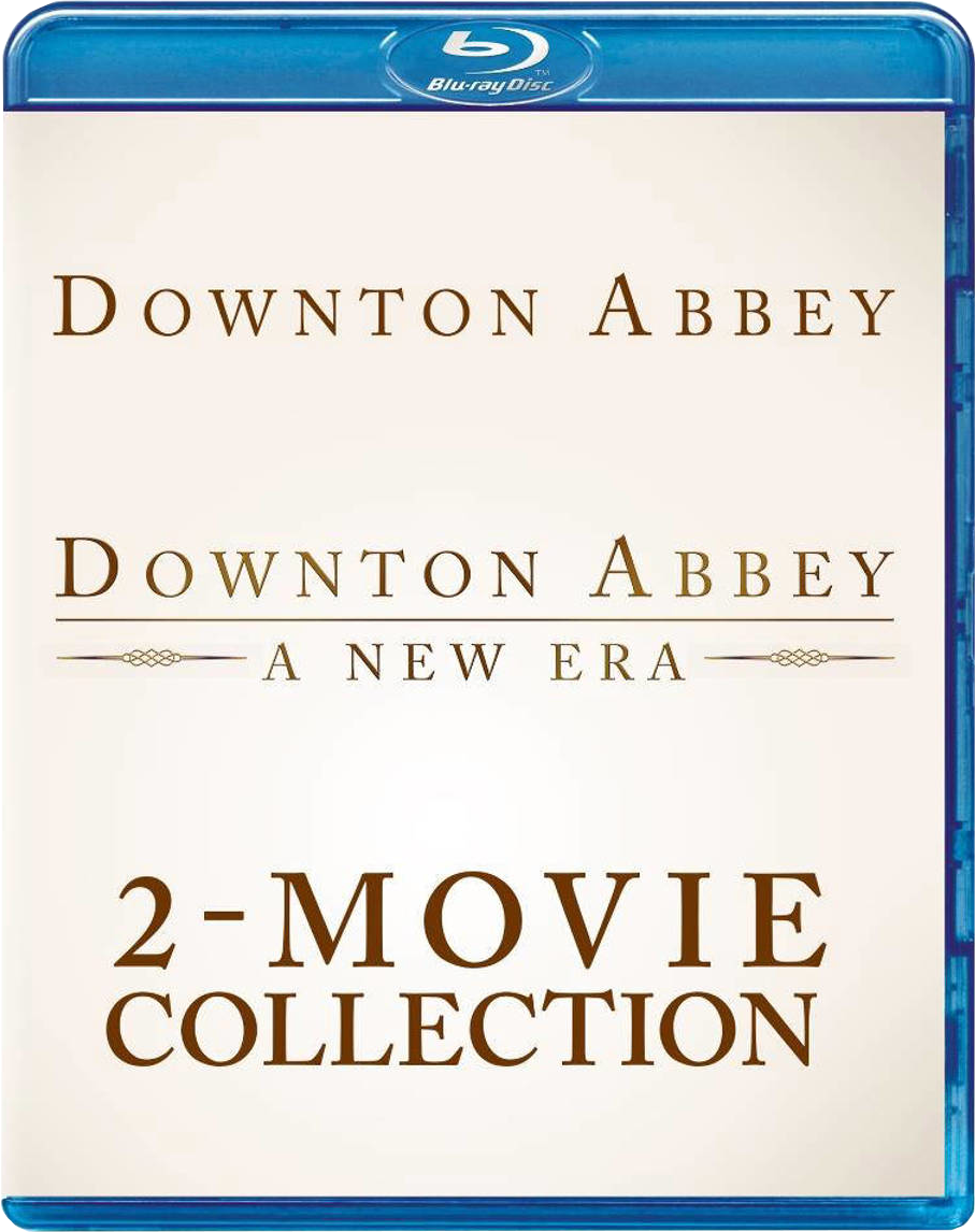 Collection Downton Abbey en Blu-ray. Titres et un boîtier bleu.
