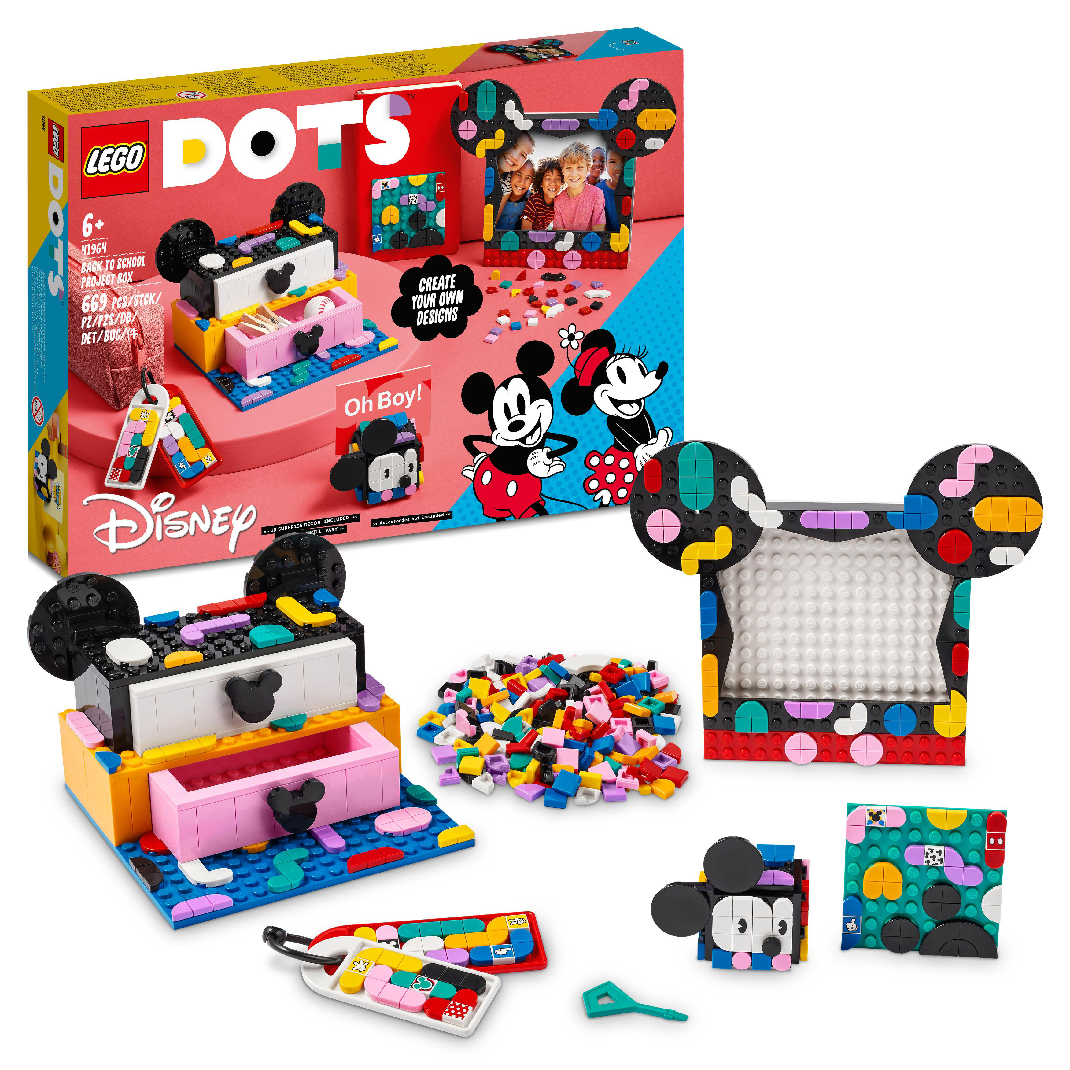 LEGO DOTS 41964 Micky & Minnie zum Bausatz, Schulanfang Mehrfarbig Kreativbox