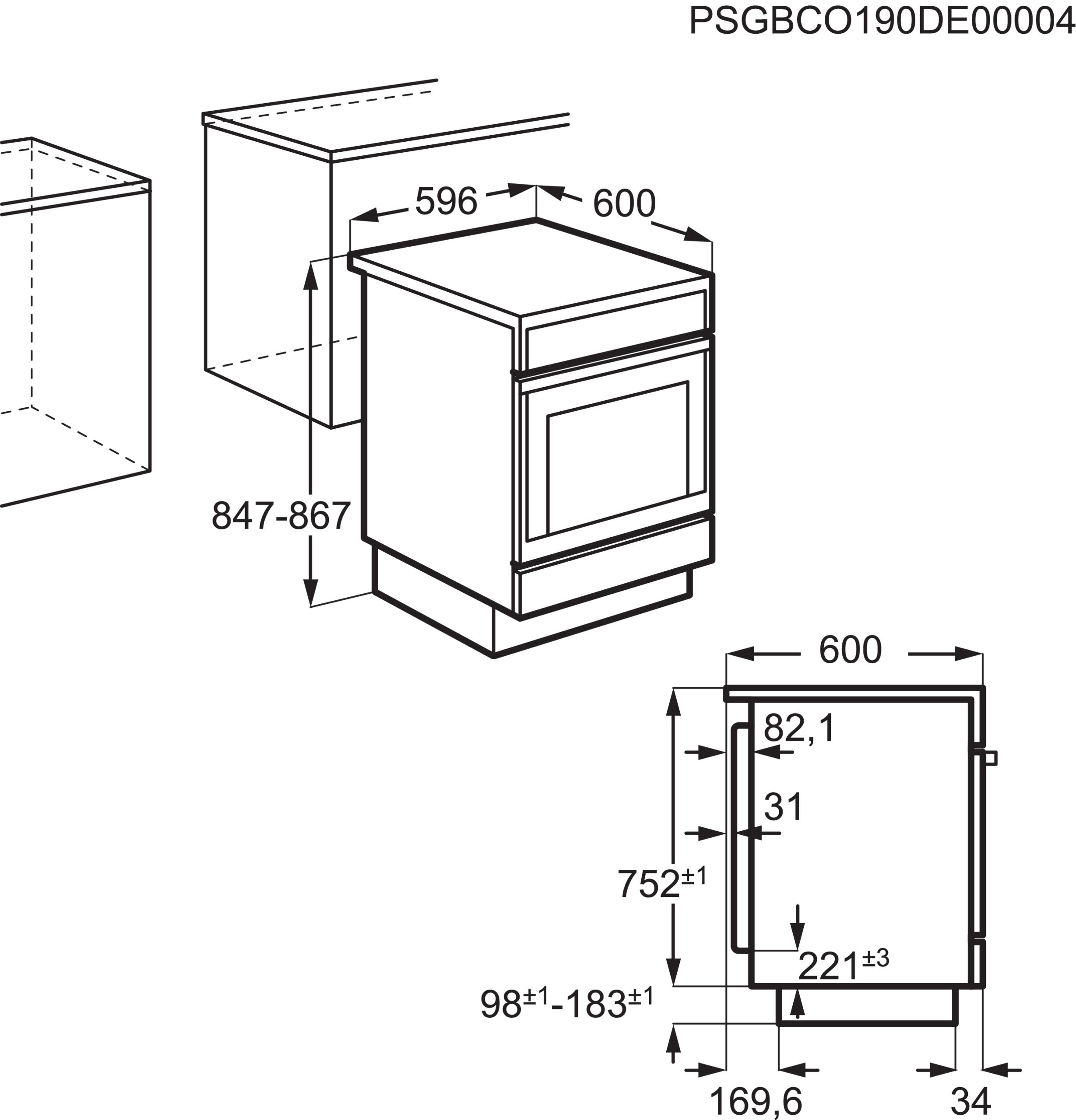 AEG CIB6641BBM A, l) Induktionskochfeld, Standherd (EEK 73