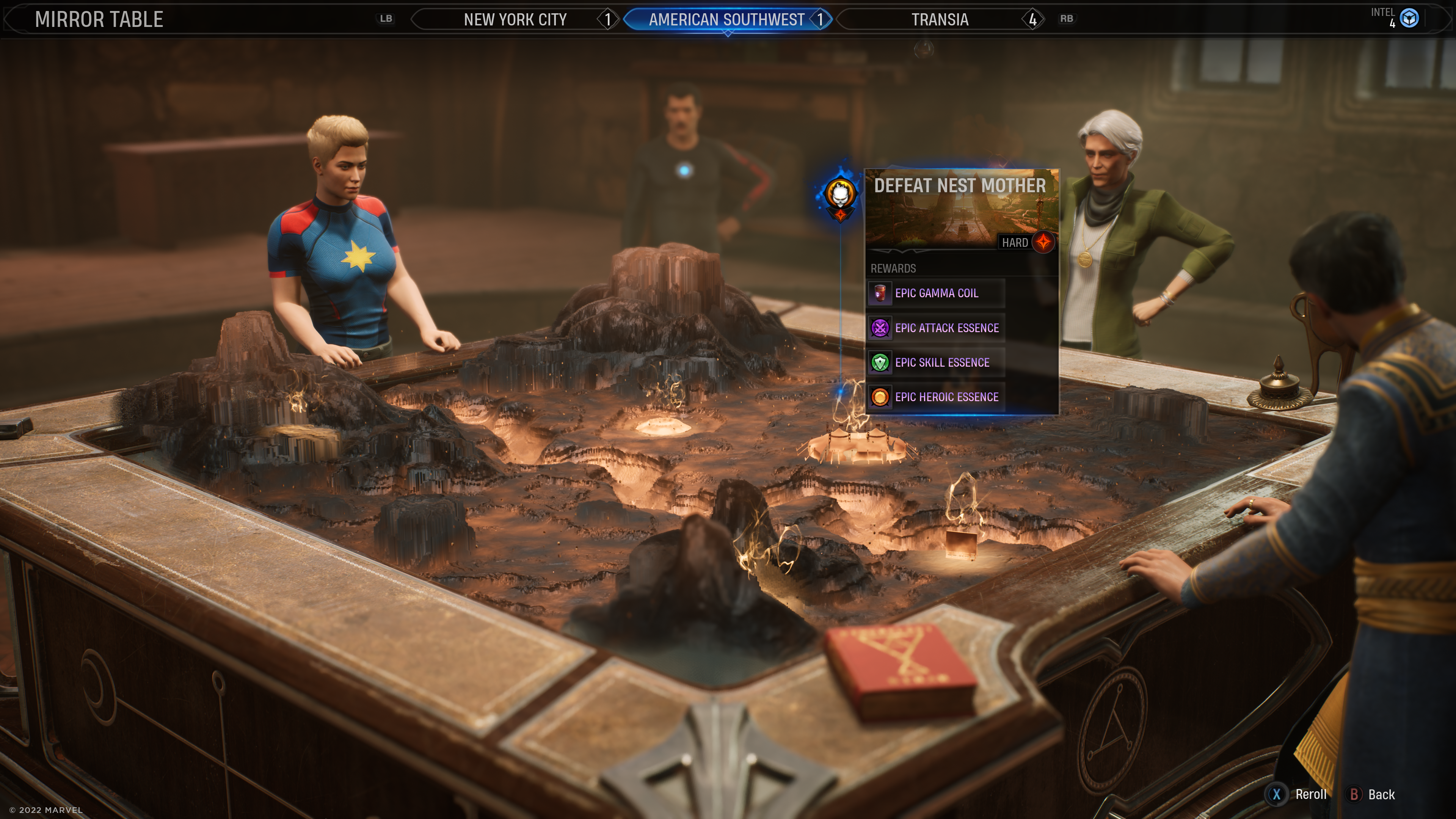 Groupe de personnes autour d'une table regardant une carte de jeu sur la table.