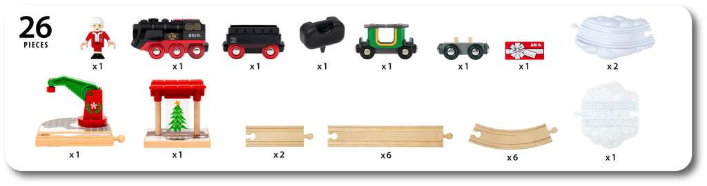 BRIO Weihnachts-Dampfzug-Set Holzspielzeug Mehrfarbig