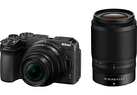 Systemkamera NIKON Nikon Z30 Kit Systemkamera mit Objektiv 16-50 mm, 55-250  mm, 7,5 cm Display Touchscreen, WLAN | MediaMarkt