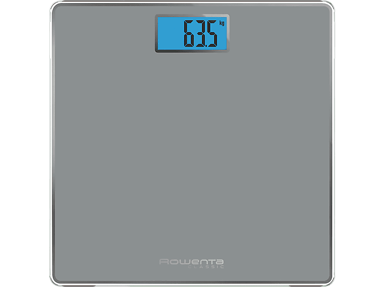REACONDICIONADO Seminuevo Excelente Báscula de baño - Rowenta BS1500, Pantalla LCD, 160 kg, Apagado y encendido automático, Vidrio templado, Plata