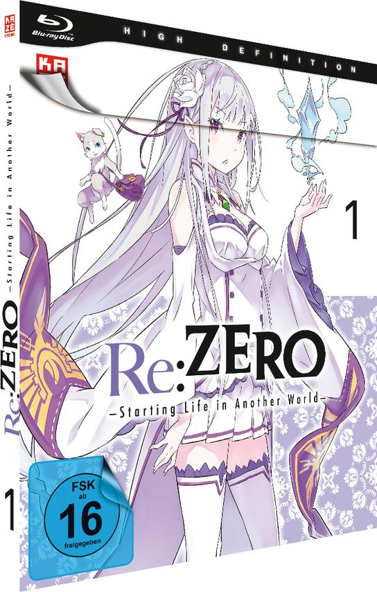 Anime Blu-ray-Hülle mit einer weiblichen Figur und dem Titel 'Re: ZERO'.