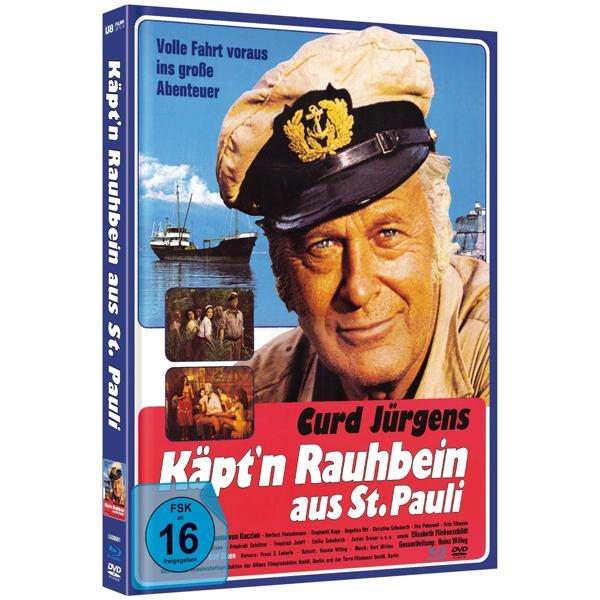 Filmcover: Ein Mann mit Kapitänsmütze lächelt. Text: Käpt'n Rauhbein aus St. Pauli. Blu-ray Disc.