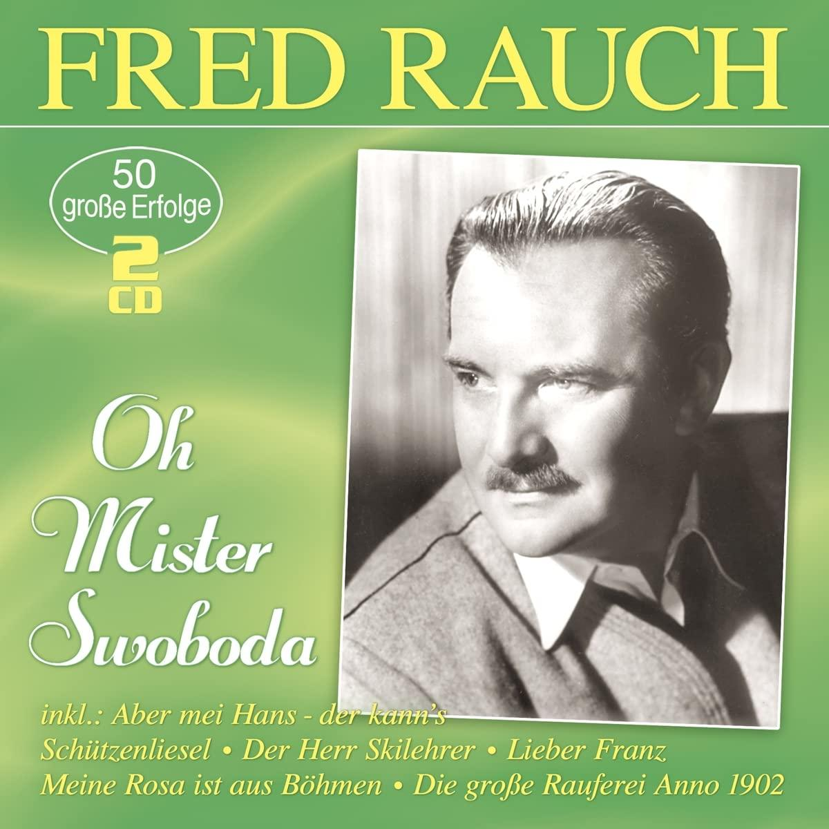 Albumcover mit Fred Rauch Bild und Text, grüner Hintergrund.