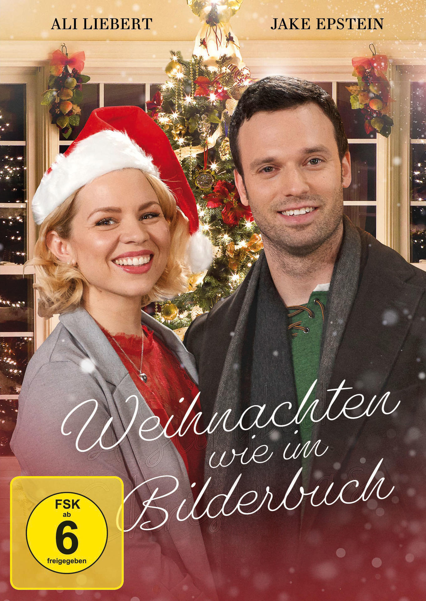 DVD-Cover mit einem lächelnden Paar. Der Titel ist auf Deutsch. Der Hintergrund ist eine Weihnachtsszene.