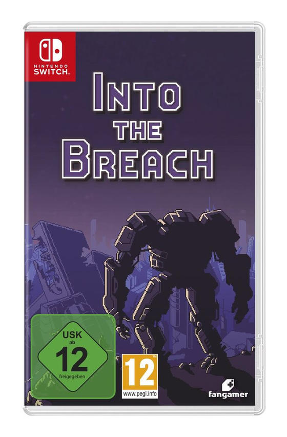 Nintendo Switch Spielcover für Into the Breach, Roboter in Stadtruinen.