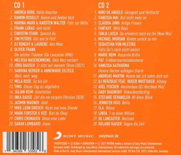 Eine CD-Hülle mit einer Liste von Liedern auf Deutsch.