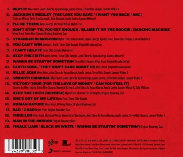 CD-Cover mit Titelliste. Der Text ist weiß auf dunklem Hintergrund. Sony Music-Logo vorhanden.