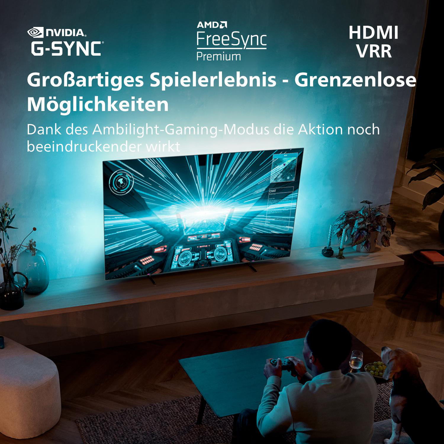 PHILIPS 55OLED707/12 OLED TV (Flat, 55 Zoll / 139 cm, UHD 4K, SMART TV, Ambilight, Android TV™ 11 (R))