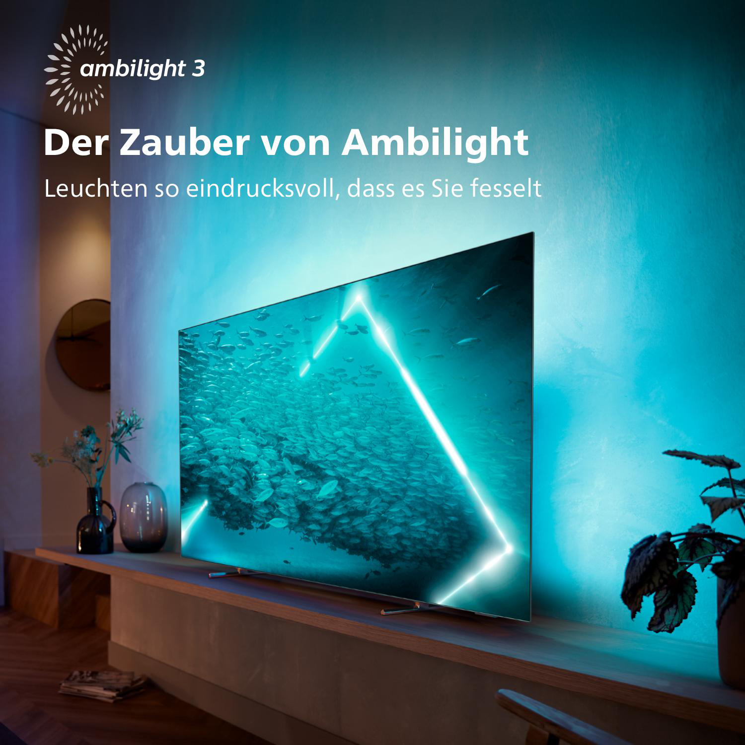 PHILIPS 55OLED707/12 OLED TV (Flat, 55 Zoll / 139 cm, UHD 4K, SMART TV, Ambilight, Android TV™ 11 (R))