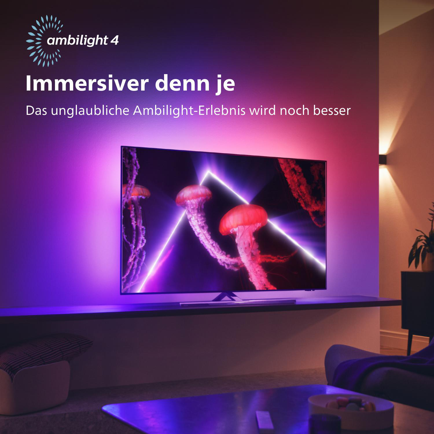 PHILIPS 77OLED807/12 OLED Fernseher (Flat, SMART UHD 11 77 Android / (R)) cm, TV™ 194 Ambilight, TV, 4K, Zoll