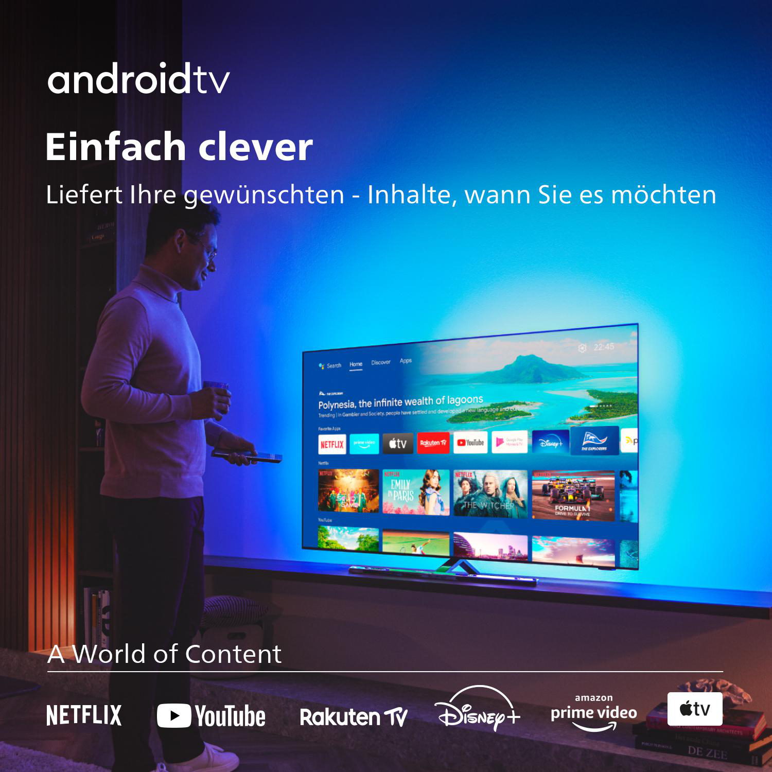 PHILIPS 77OLED807/12 OLED Fernseher (Flat, SMART UHD 11 77 Android / (R)) cm, TV™ 194 Ambilight, TV, 4K, Zoll