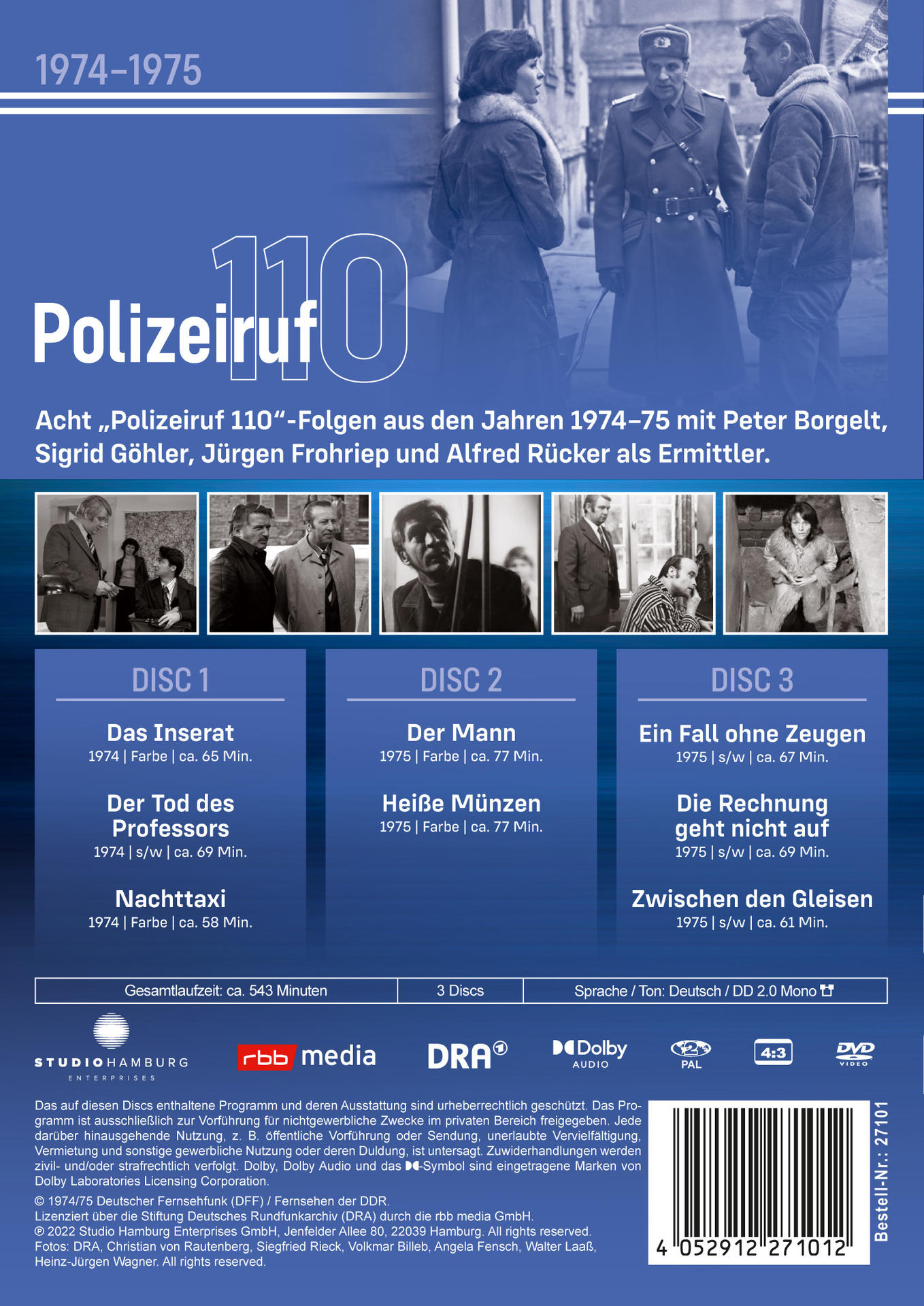 DVD-Hülle mit Filmdetails, einschließlich Schauspieler, Titel und Disc-Informationen auf Deutsch.