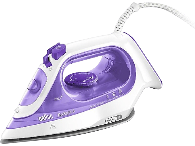 REACONDICIONADO Seminuevo Muy bueno Plancha de vapor - Braun TexStyle 3 SI3042VI, 2350W, Suela 3D, 45g/min, Blanco/Violeta