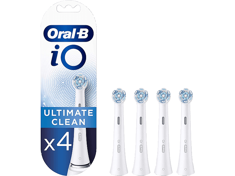 Recambio para cepillo dental - Oral-B iO Ultimate Clean, 4 cabezales, Blanco