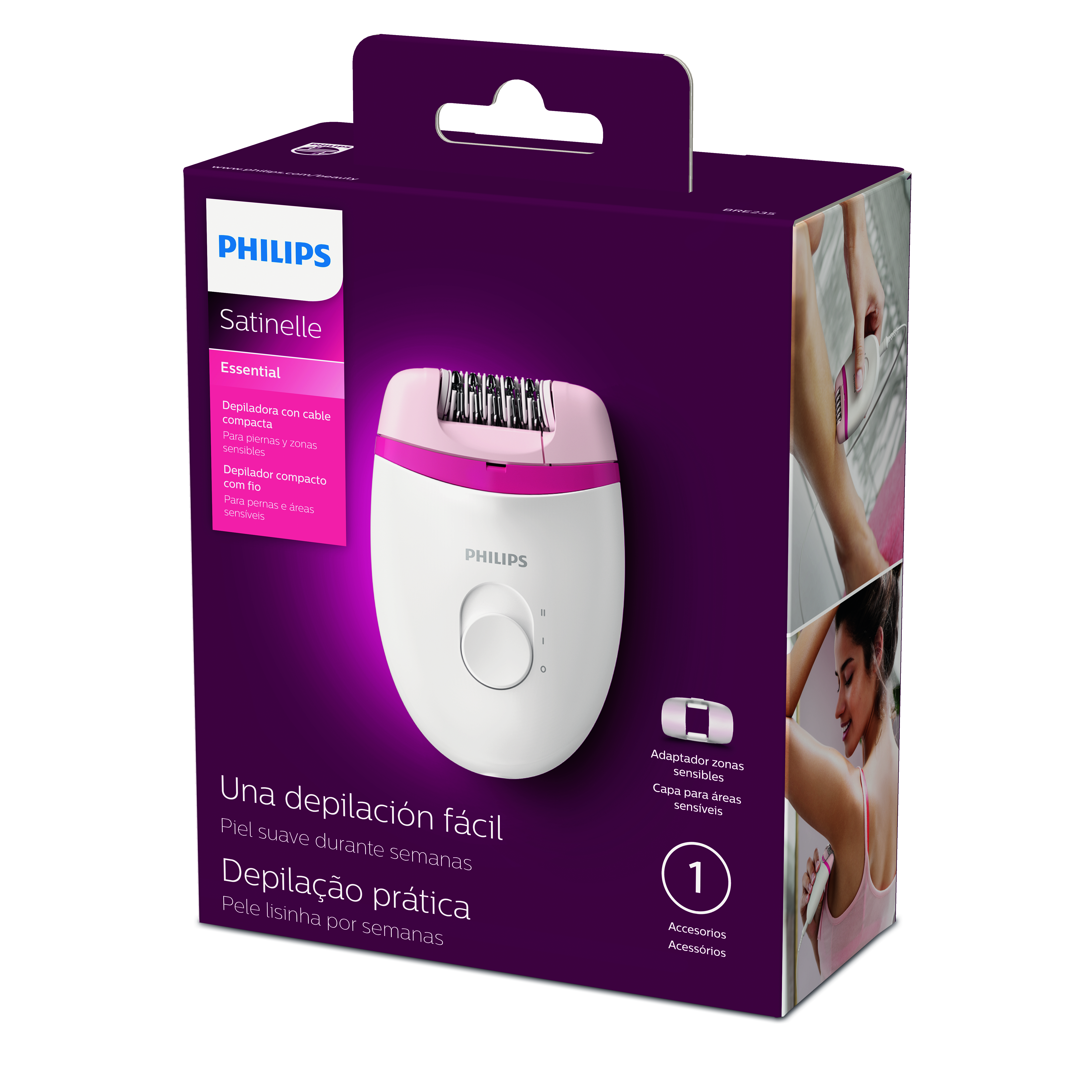 Depiladora Philips Satinelle Essential BRE235/00, Uso en seco