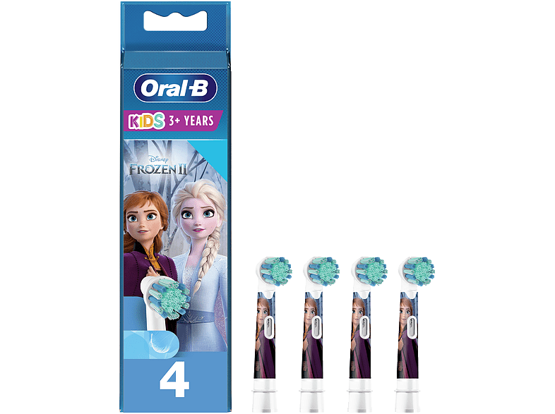 Recambio para cepillo dental - Oral-B Kids, Pack de 4, Compatible con Oral-B Kids, Diseño Frozen 2, Blanco