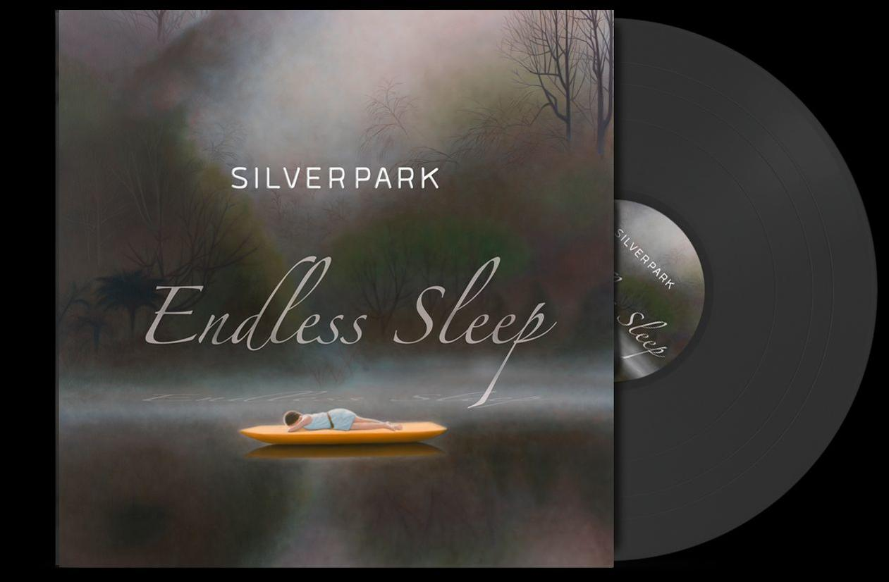 Albumcover, Titel 'Endless Sleep', eine Person liegt auf einem gelben Floß, Bäume im Hintergrund.