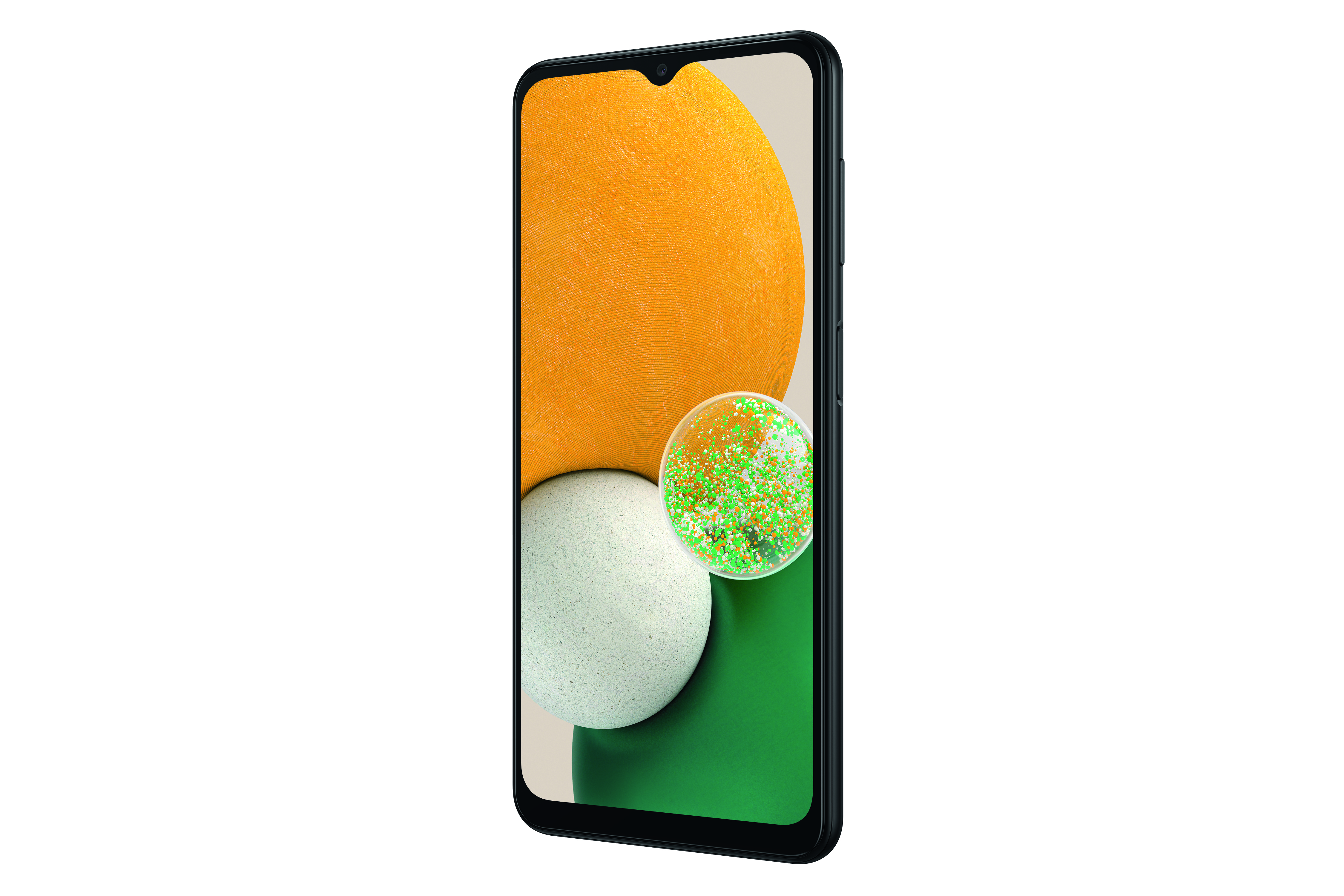 Ein Smartphone mit gelbem Hintergrund und einer grünen und weißen Blase.