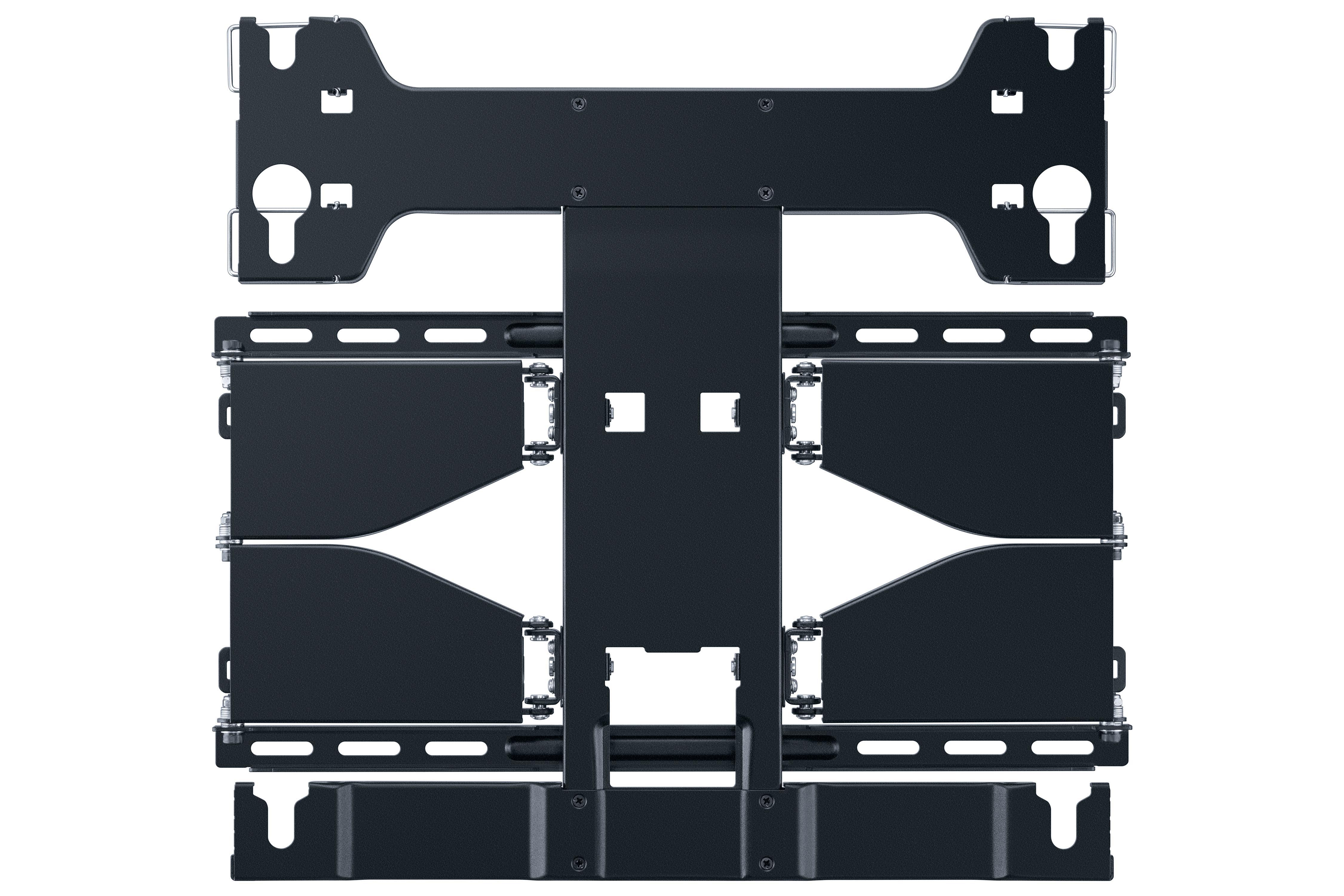 Schwarze TV-Wandhalterung. Metall, verschiedene Formen, für die TV-Installation.