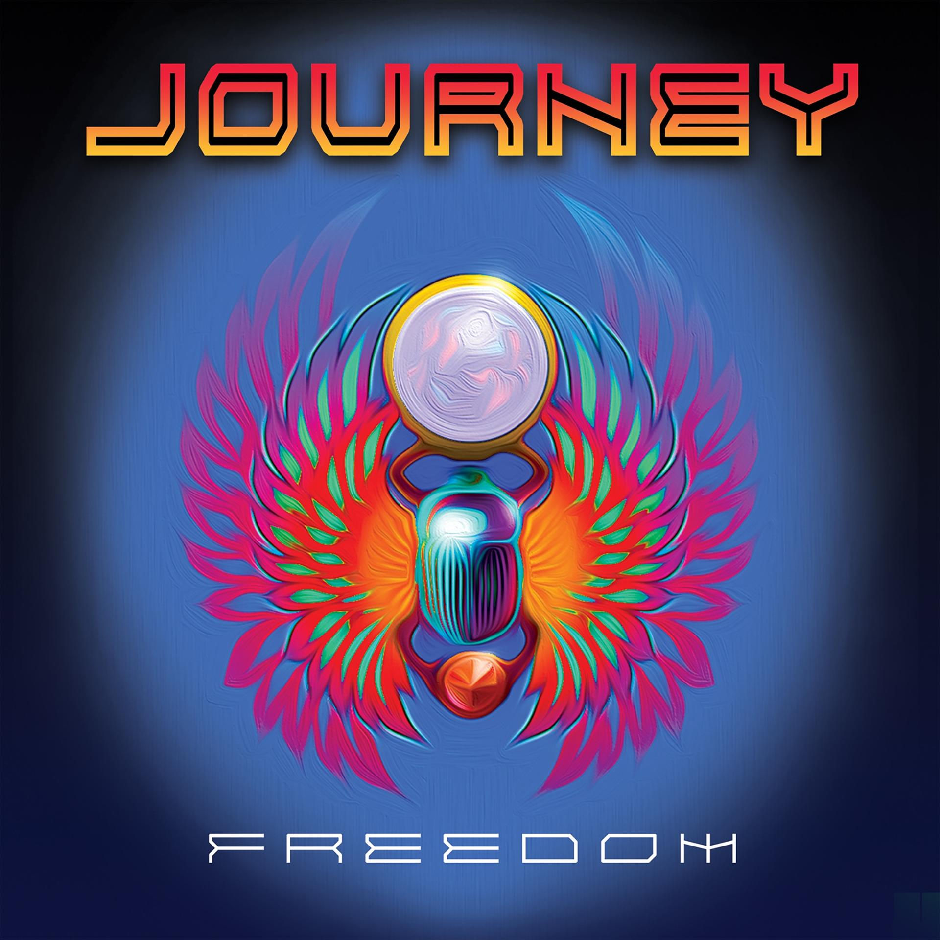 Pochette de l'album 'Freedom' de Journey. Avec un scarabée stylisé ailé.