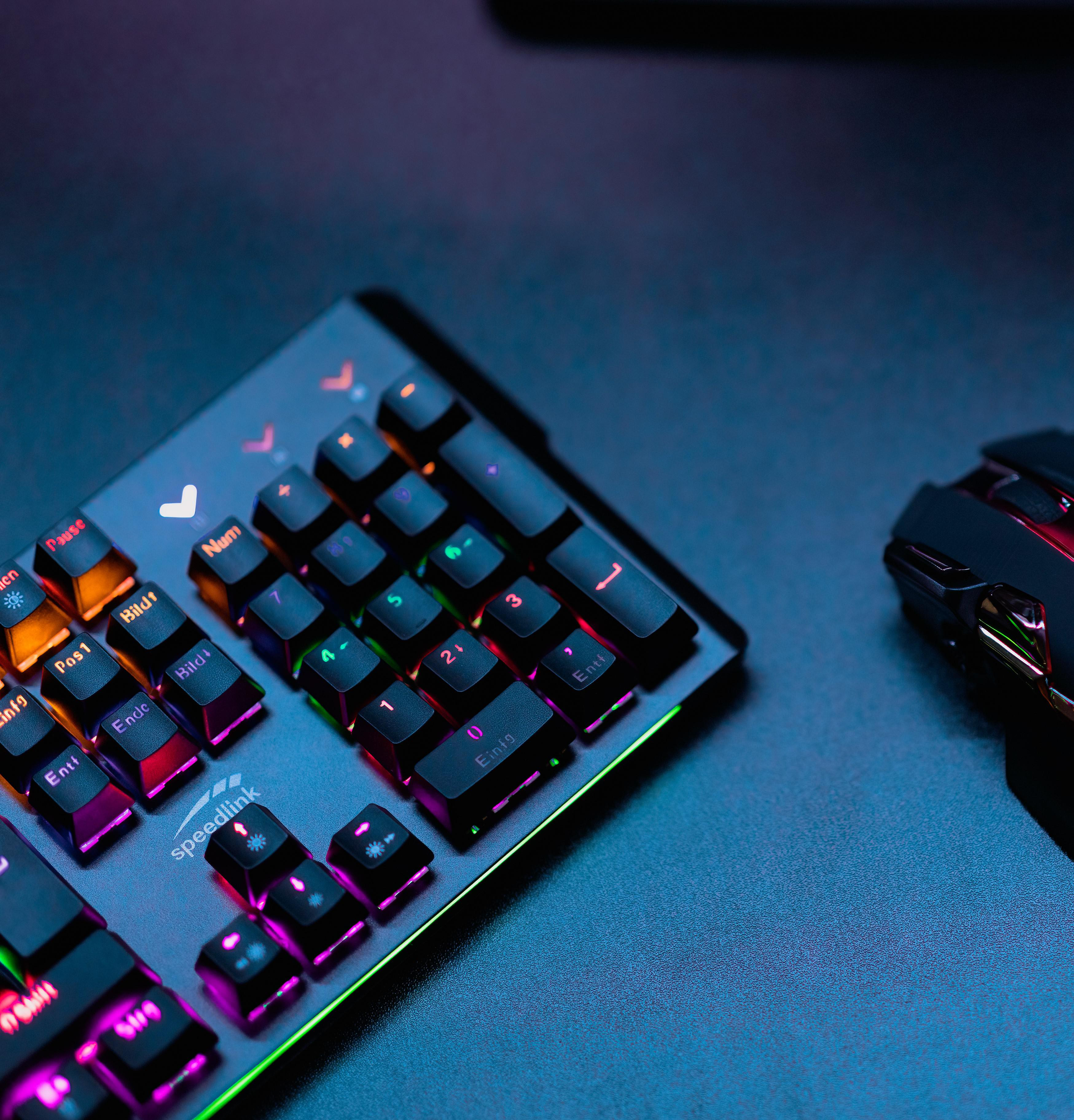 SPEEDLINK VELA LED, Gaming Tastatur, Mechanisch, Sonstiges, kabelgebunden, Schwarz
