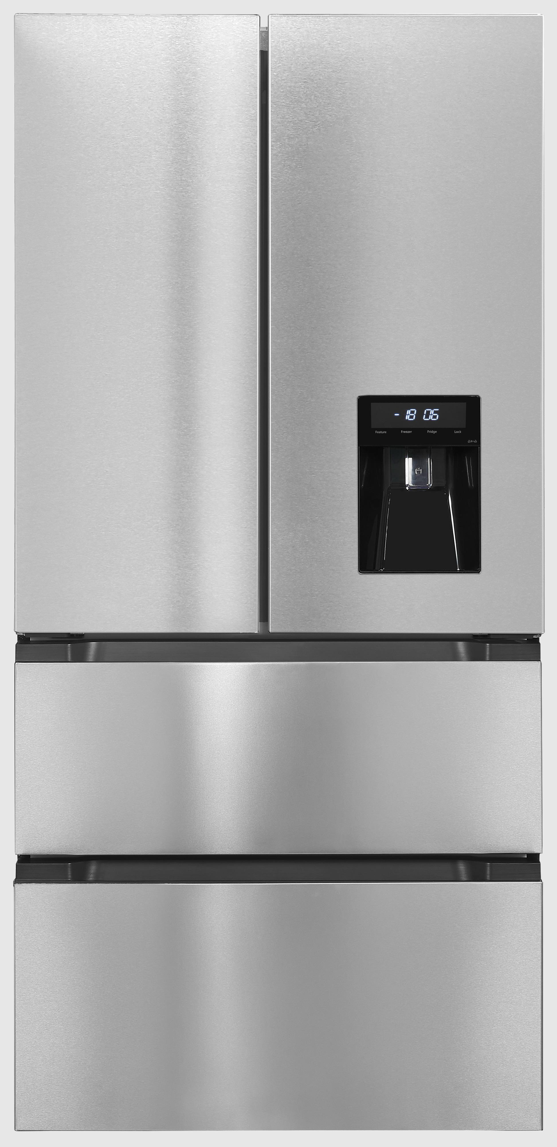 EXQUISIT FD490-160-WS-200E French Door Kühl-/Gefrierkombination (E, 1830 mm hoch, No Frost (verminderte Eisbildung), Inoxlook)