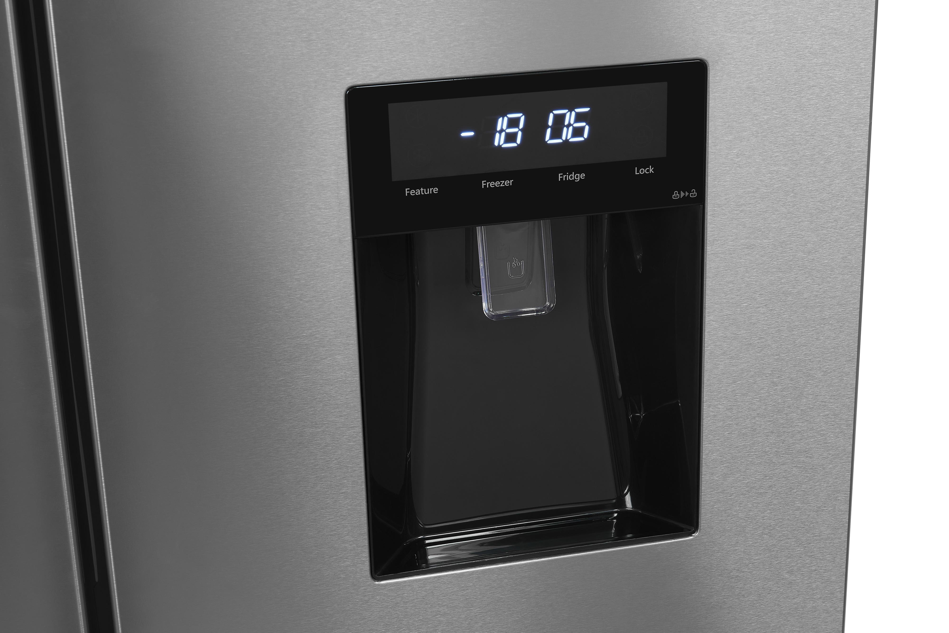 EXQUISIT FD490-160-WS-200E French Door Kühl-/Gefrierkombination (E, 1830 mm hoch, No Frost (verminderte Eisbildung), Inoxlook)