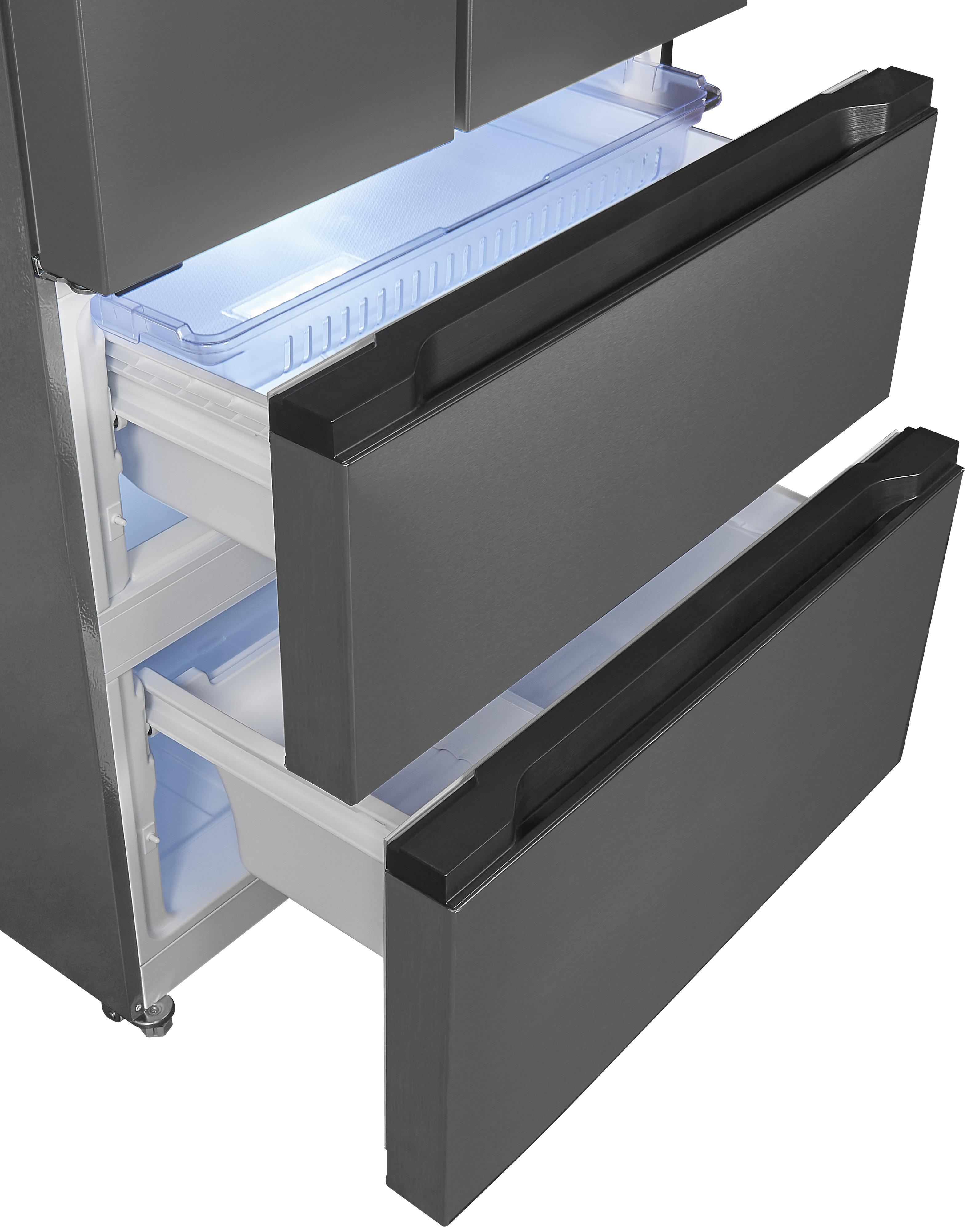 EXQUISIT FD490-160-WS-200E French Door Kühl-/Gefrierkombination (E, 1830 mm hoch, No Frost (verminderte Eisbildung), Inoxlook)