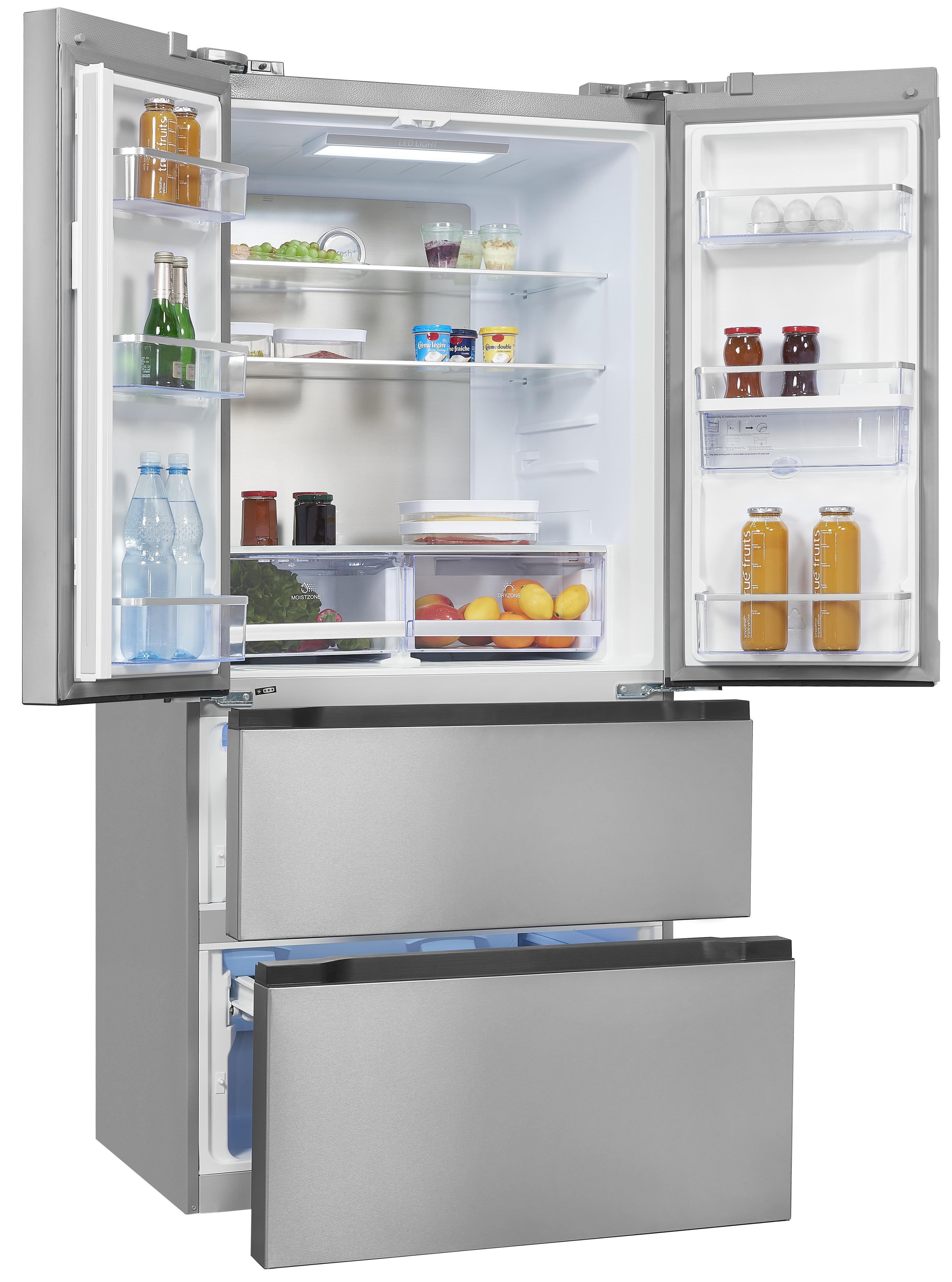 EXQUISIT FD490-160-WS-200E French Door Kühl-/Gefrierkombination (E, 1830 mm hoch, No Frost (verminderte Eisbildung), Inoxlook)
