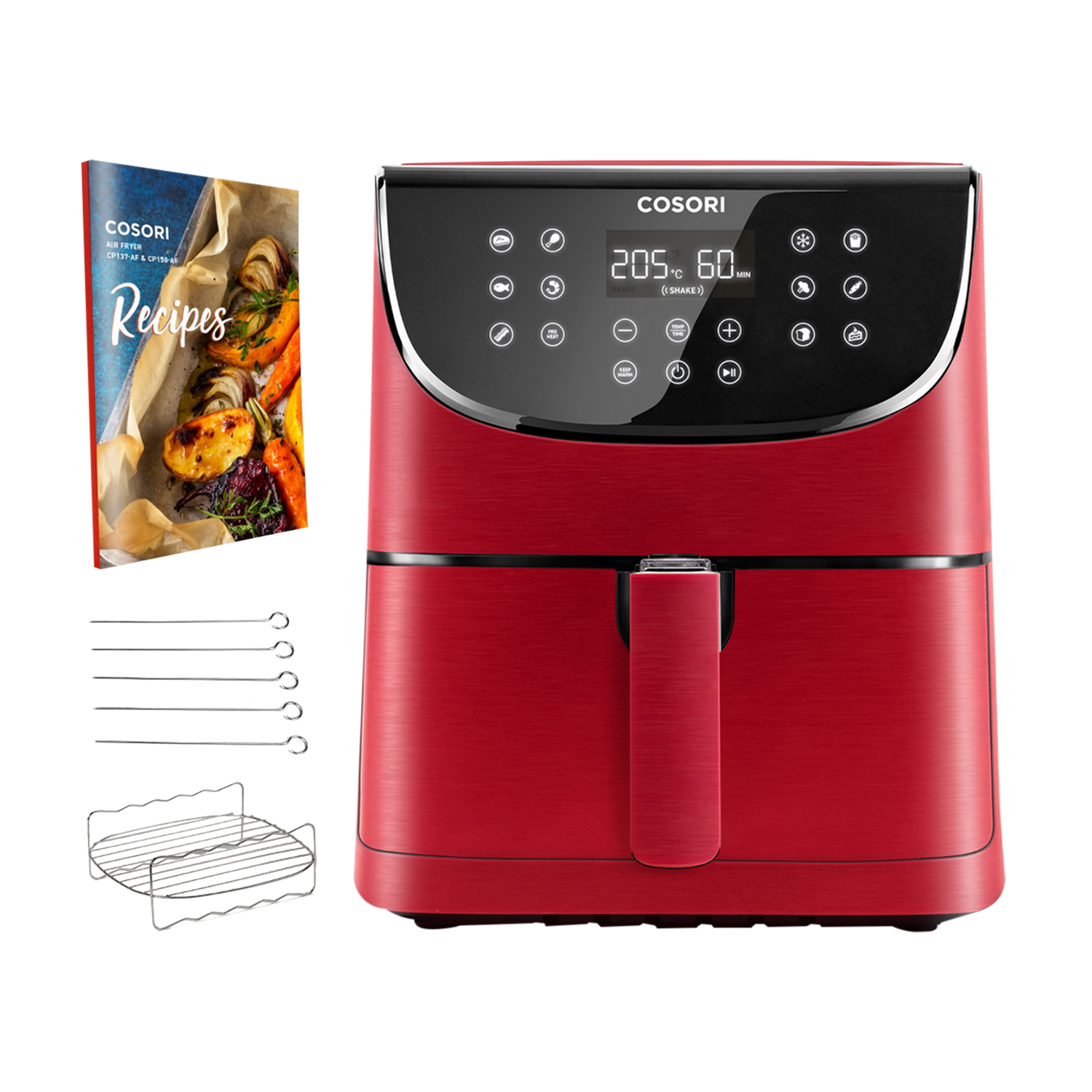 Freidora sin aceite - Cosori Premium Chef Edition, De aire, Capacidad 5,5L, Potencia 1700W, Temperatura máxima 205ºC, Rojo