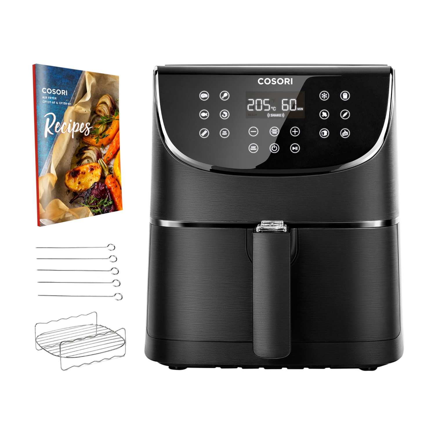 Freidora de aire - Cosori Premium Chef Edition, Capacidad 5,5L, Potencia 1700W, Temperatura máxima 205ºC,Negro