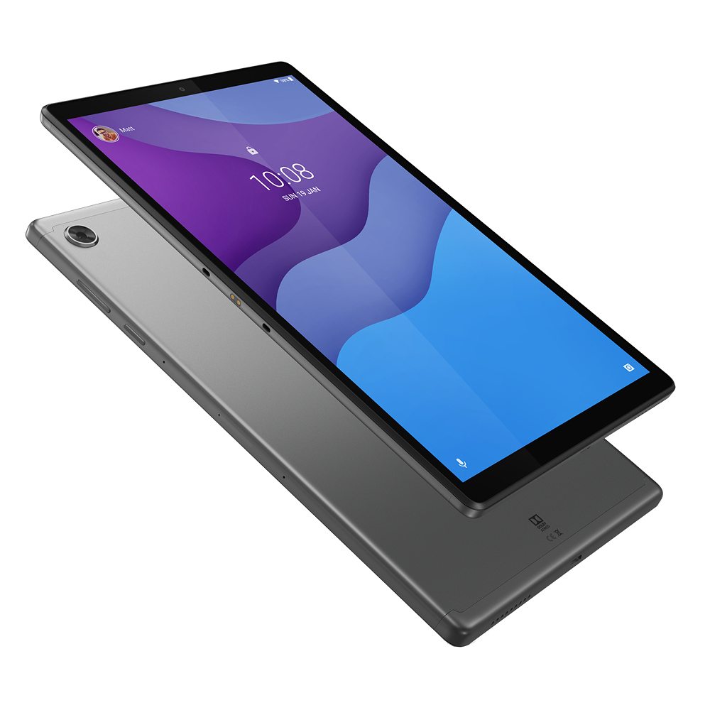 Tableta encima de otra, pantalla mostrando hora y fecha. Tabletas grises con marco negro.
