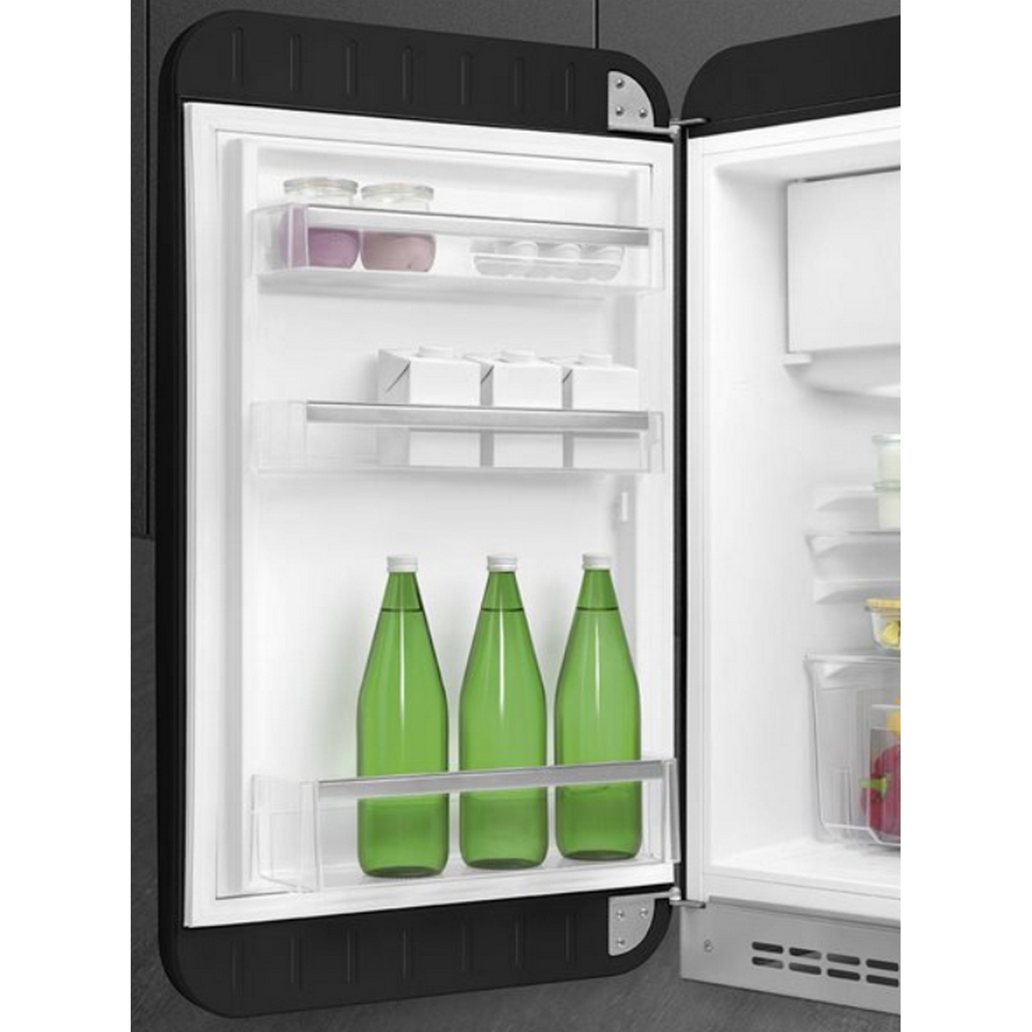 Frigorífico una puerta - Smeg FAB10LBL5, 97 cm, Estático, 50's Style, LED, Cíclico, R600a, 37 dB, Negro