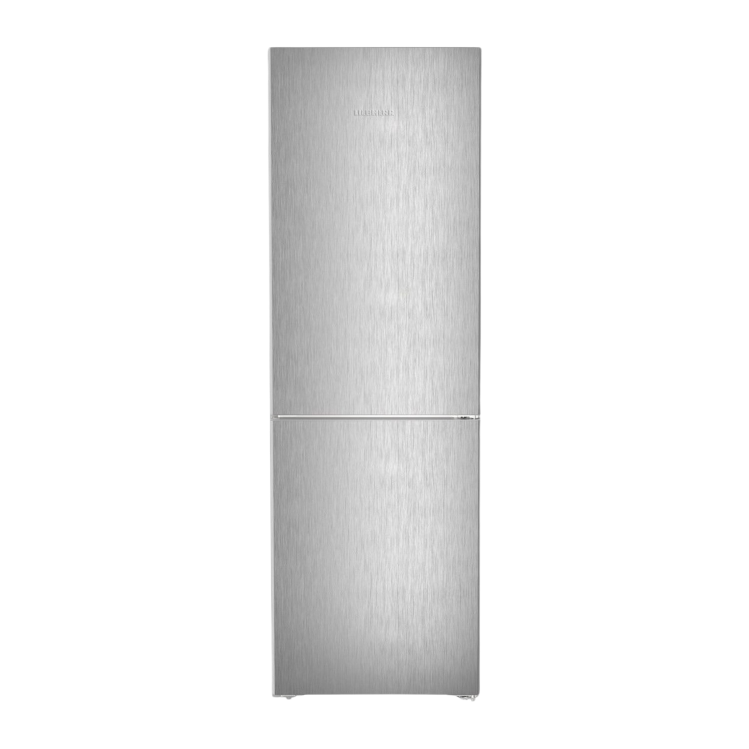 Refrigerador Liebherr plateado. Dos puertas, una para el frigorífico y otra para el congelador.