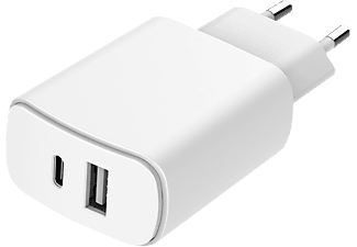 JUST GREEN Eco Dual USB-A/C 37W - Caricabatterie (Bianco)