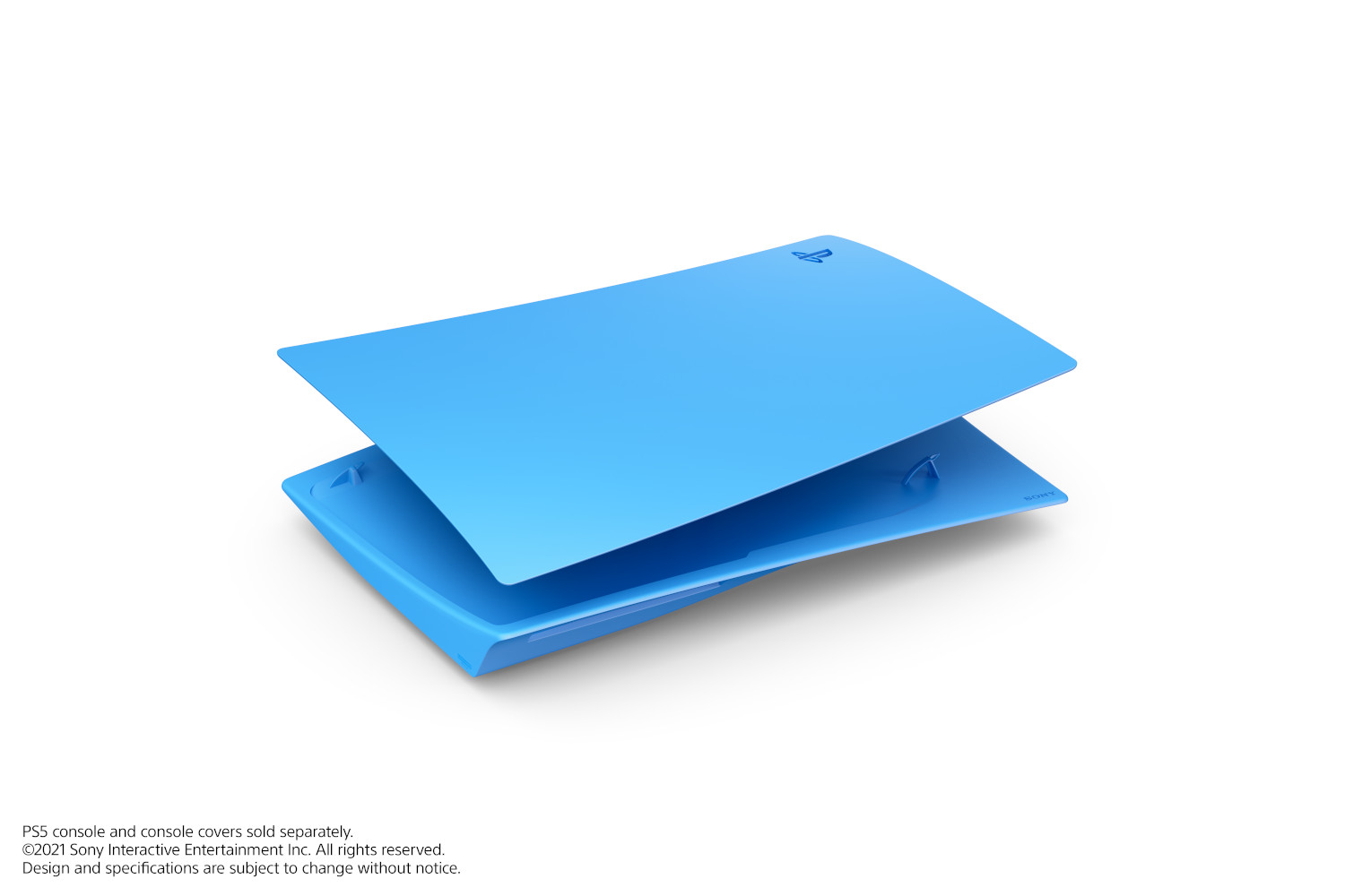 Two blue PlayStation 5 covers, one stacked on the other, on a white background.