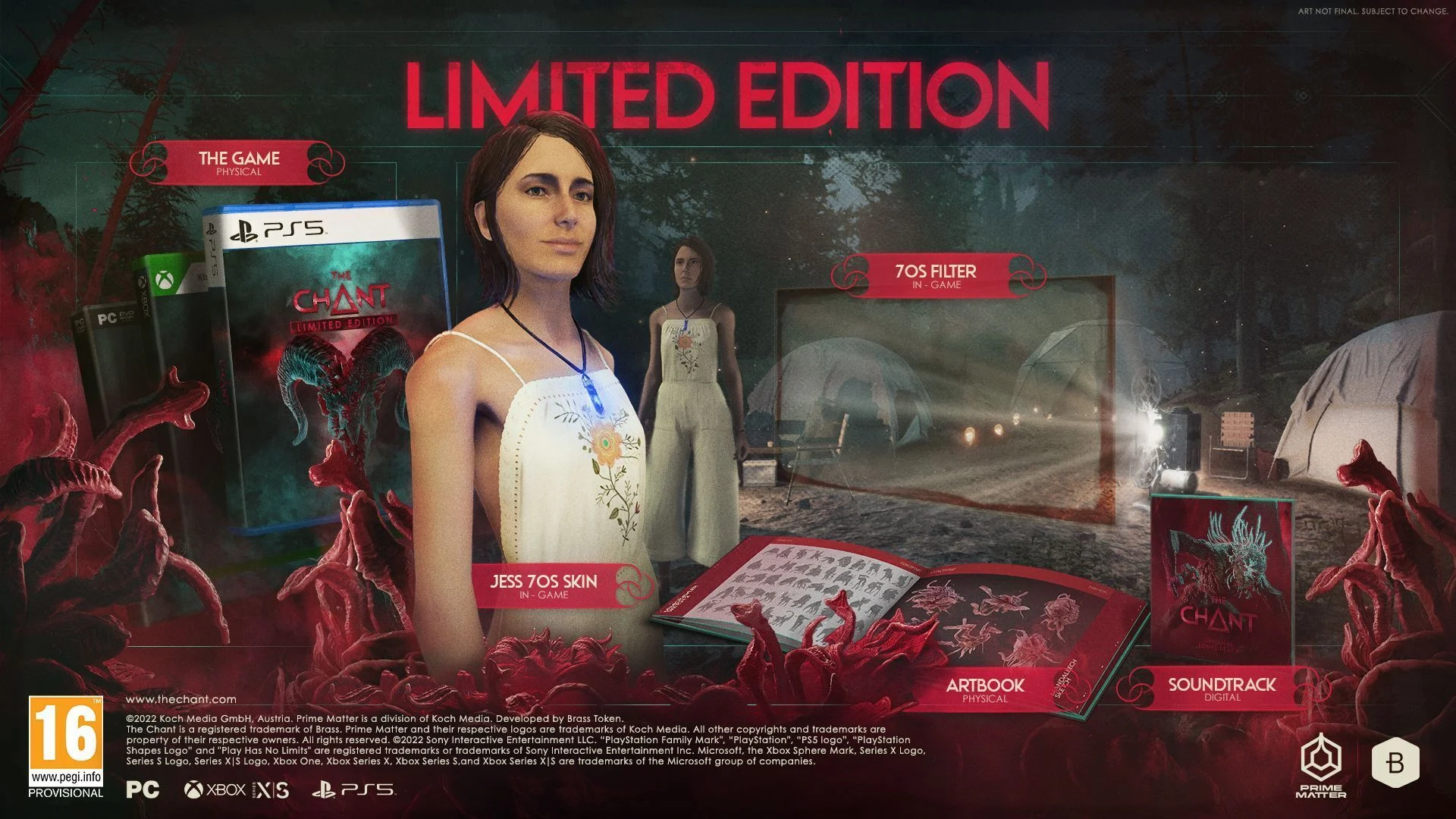 Un'immagine promozionale dell'edizione limitata di 'The Chant', con una donna ed elementi del gioco.