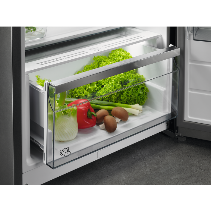 Frigorífico una puerta - AEG RKB738E5MX, 358 l, Cooling 360º, CustomFlex, 186 cm, 40 dB,  Inox