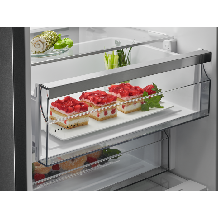 Frigorífico una puerta - AEG RKB738E5MX, 358 l, Cooling 360º, CustomFlex, 186 cm, 40 dB,  Inox