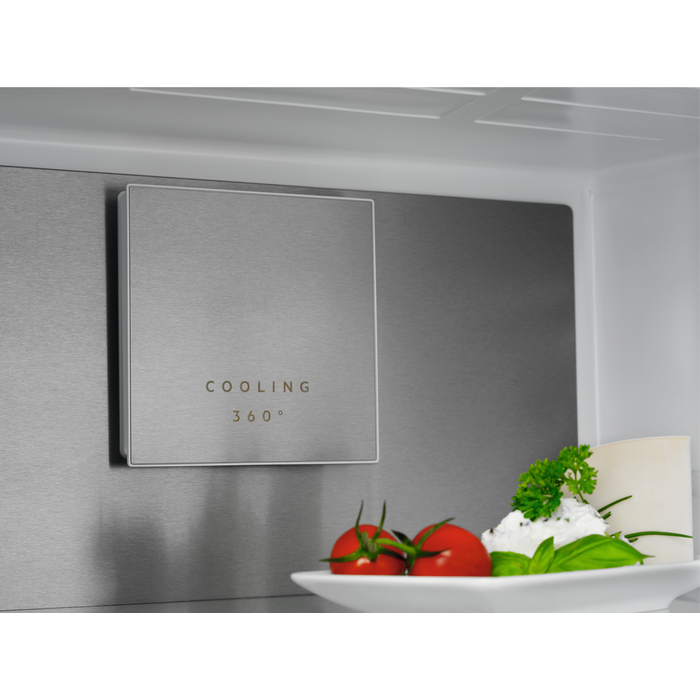 Frigorífico una puerta - AEG RKB738E5MX, 358 l, Cooling 360º, CustomFlex, 186 cm, 40 dB,  Inox