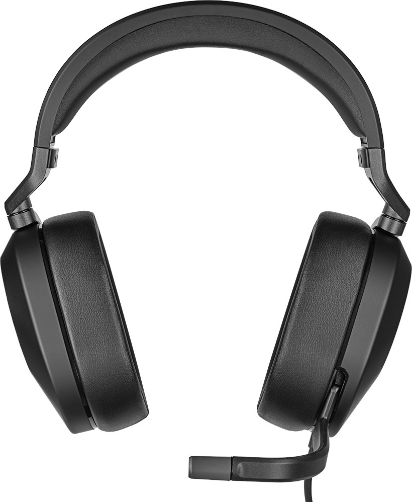 Casque noir avec oreillettes rembourrées et un microphone à perche.