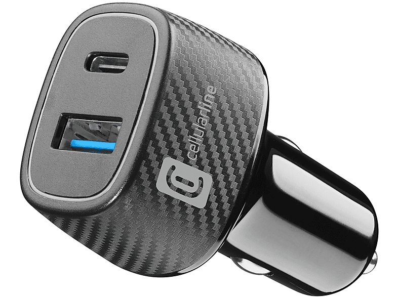 Caricabatteria Auto Cellularline Multicarica auto 2 porte da 32W, Nero