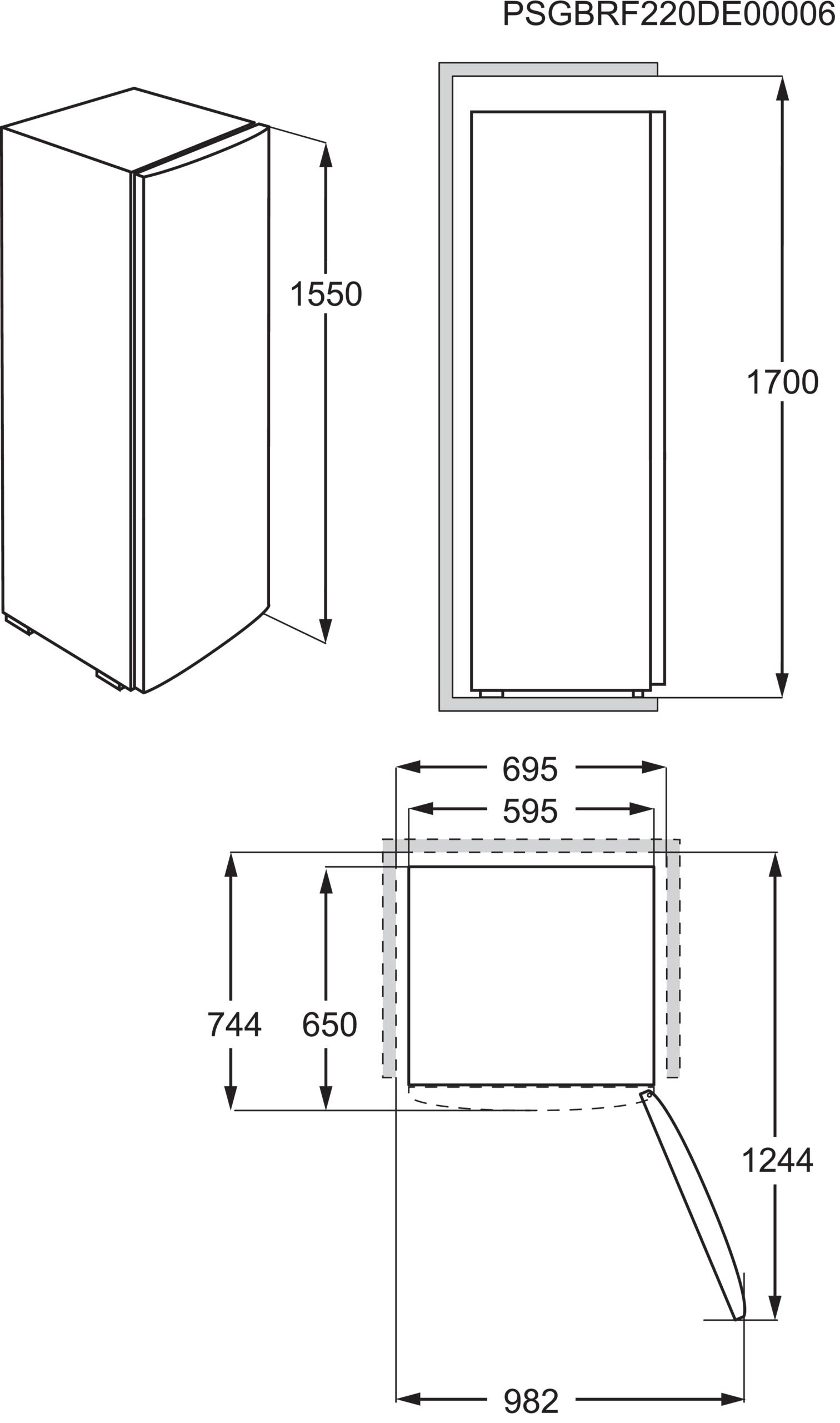 AEG RKB333E2DW Kühlschrank (309 l, E, 1550 mm hoch, Weiß)