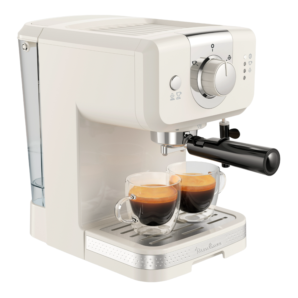 Moulinex Cafetera Espresso opio soleil xp330a retro compacta 15 bares de con boquilla vapor dob xp330a10 express calienta tazas bomba 240 1.5 2