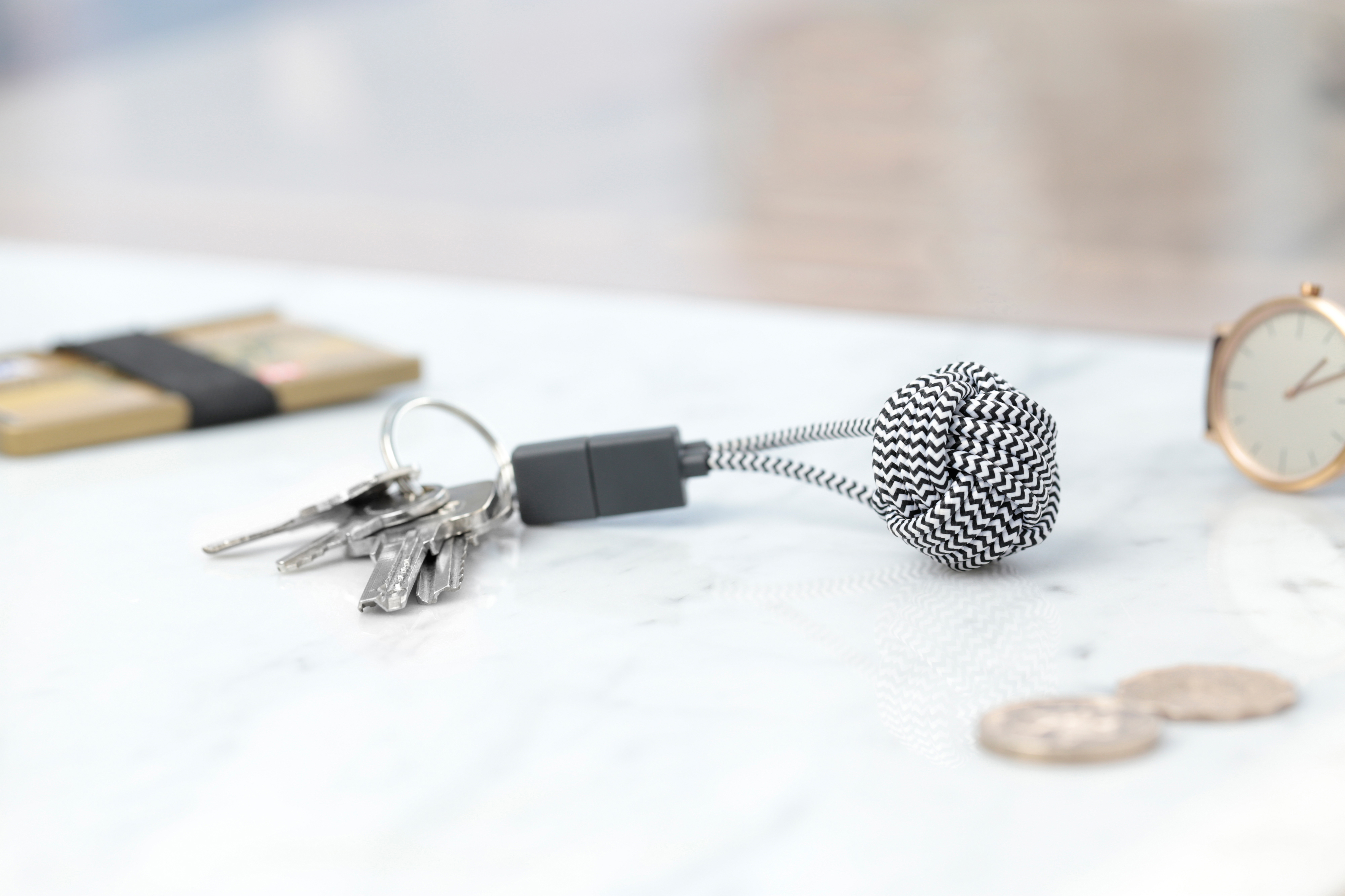 NATIVE UNION Key Cable - Schlüsselanhänger mit integriertem USB-A zu Lightning-Kabel (Zebra)