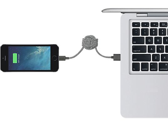 NATIVE UNION Key Cable - Schlüsselanhänger mit integriertem USB-A zu Lightning-Kabel (Zebra)