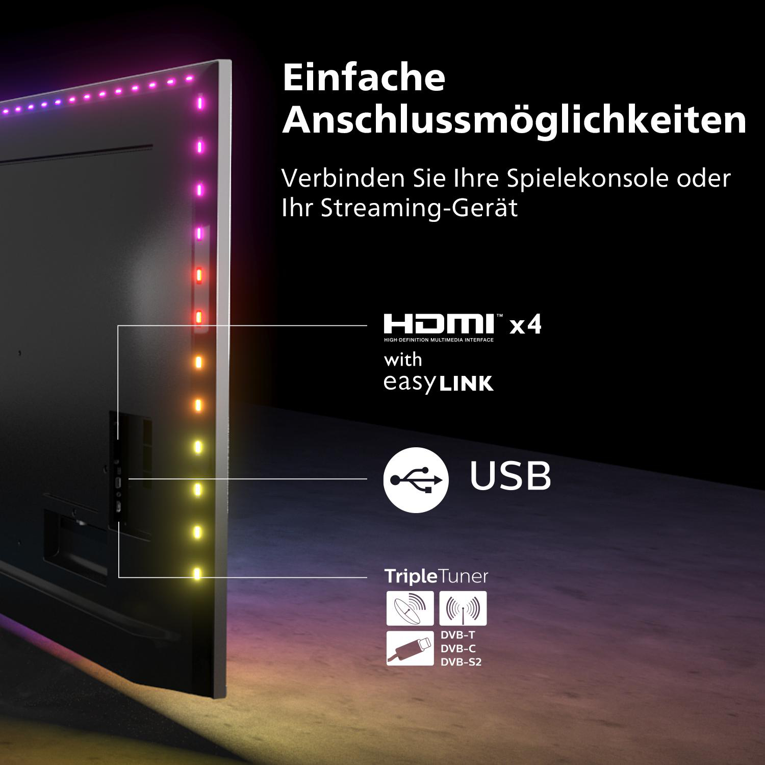 PHILIPS 43PUS8507/12 The One LED TV (Flat, 43 Zoll / 108 cm, UHD 4K, SMART TV, Ambilight, Android TV™ 11 (R))